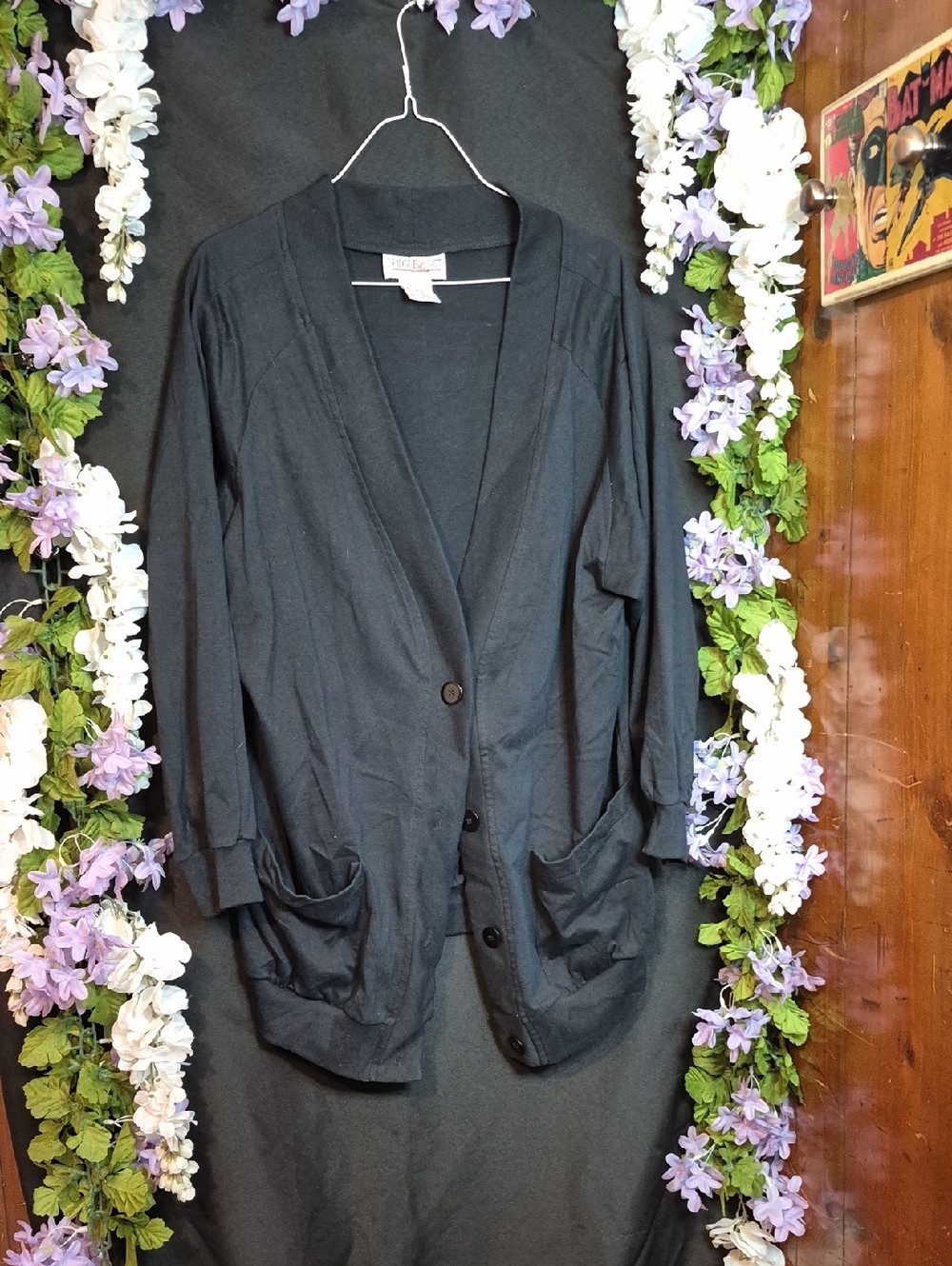 Black Button-Front Lightweight Women's Blazer Jacket